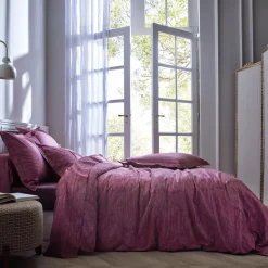Drap plat satin jacquard CANOPEE-Prune