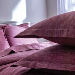 Drap plat satin jacquard CANOPEE-Prune