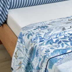 Drap plat satin WATER GARDEN-Bleu