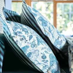Drap plat satin WATER GARDEN-Bleu