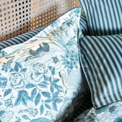 Drap plat satin WATER GARDEN-Bleu