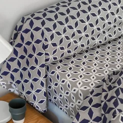 Drap plat THIBAULT micro-motifs gris