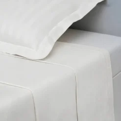 Drap Plat uni satin de Coton TERTIO® - Blanc