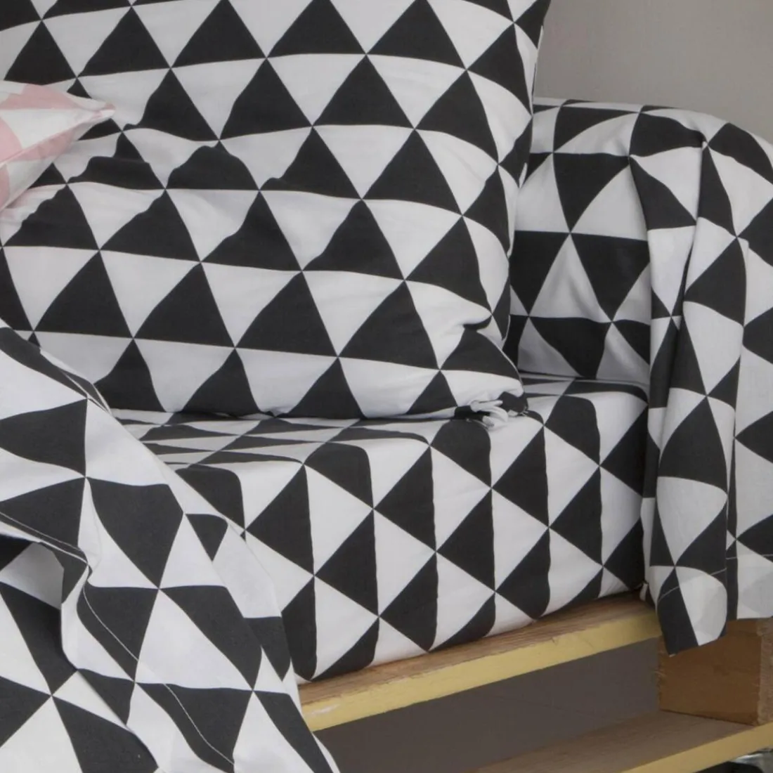 Drap-housse coton LORENZ - noir/blanc