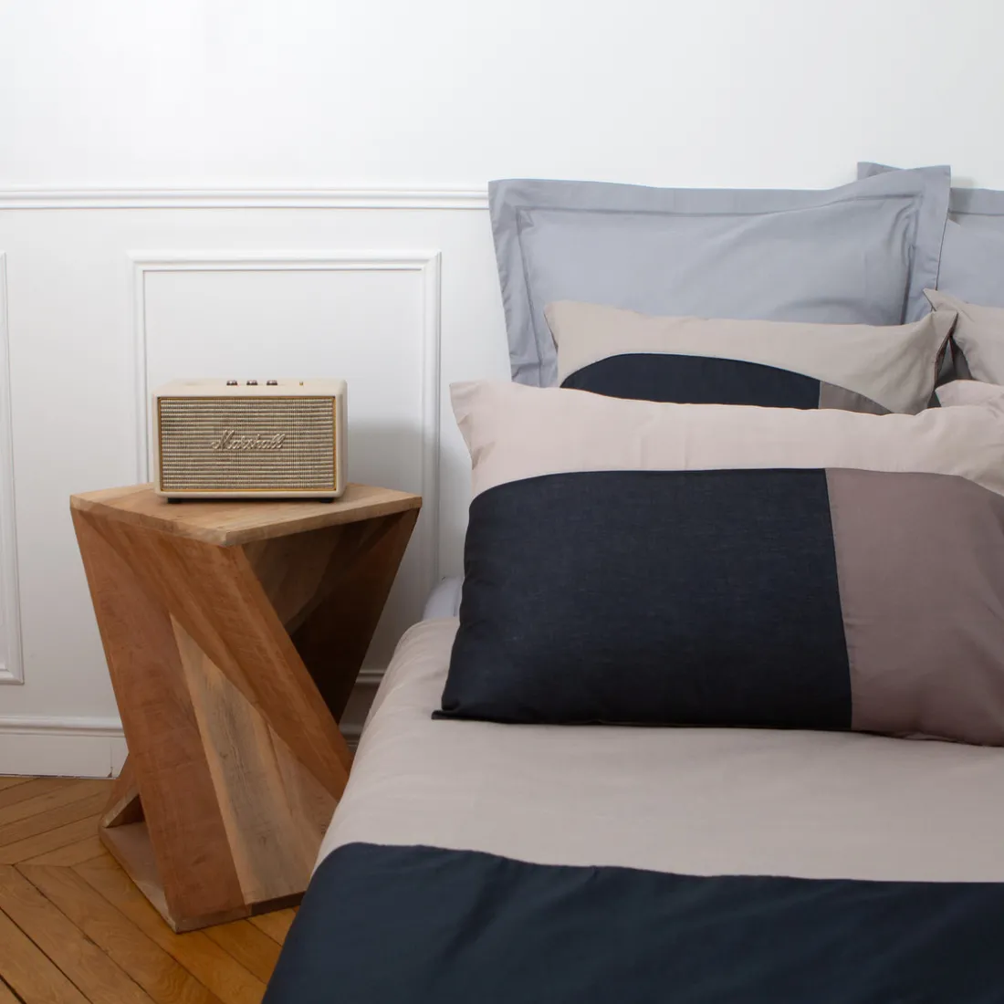 Drap-housse coton TRIO - noir