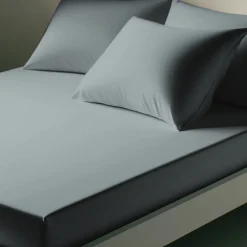 Drap-housse coton uni PERCALE - Gris