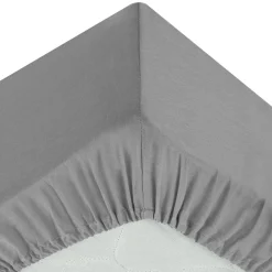 Drap-housse en coton, gris, bonnet H30cm, 140x190 cm