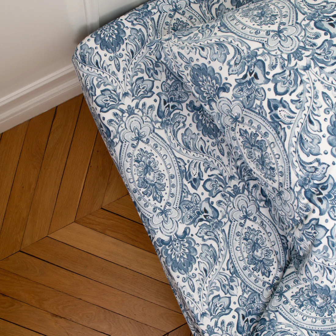 Drap-housse en coton MISTRY - Bleu