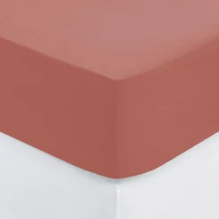 Drap-housse en coton, rose blush, bonnet H30cm, 140x190 cm