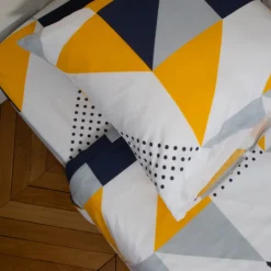Drap-housse en coton TRIGONE - Bleu