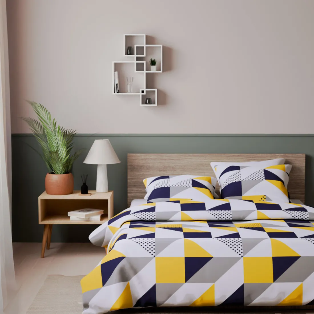 Drap-housse en coton TRIGONE - Bleu
