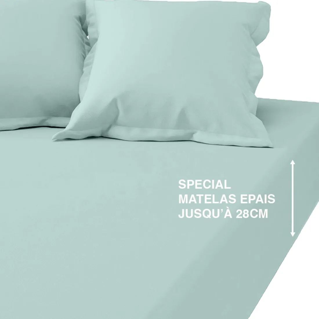 Drap-housse grand bonnet coton TERTIO® - Bleu Glacier