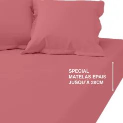 Drap-housse grand bonnet coton TERTIO® - Vieux Rose