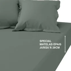 Drap-housse grand bonnet coton TERTIO® - Lichen