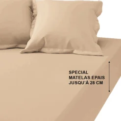 Drap-housse grand bonnet coton TERTIO® -beige rosé