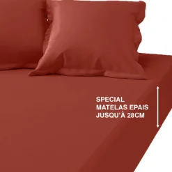 Drap-housse grand bonnet polycoton TERTIO® - Terracotta