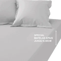 Drap-housse grand bonnet XL coton TERTIO® - Gris perle