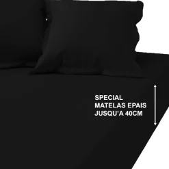 Drap-housse Grand bonnet XL coton TERTIO® - Noir