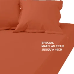 Drap-housse grand bonnet XL Coton TERTIO® - Tangerine