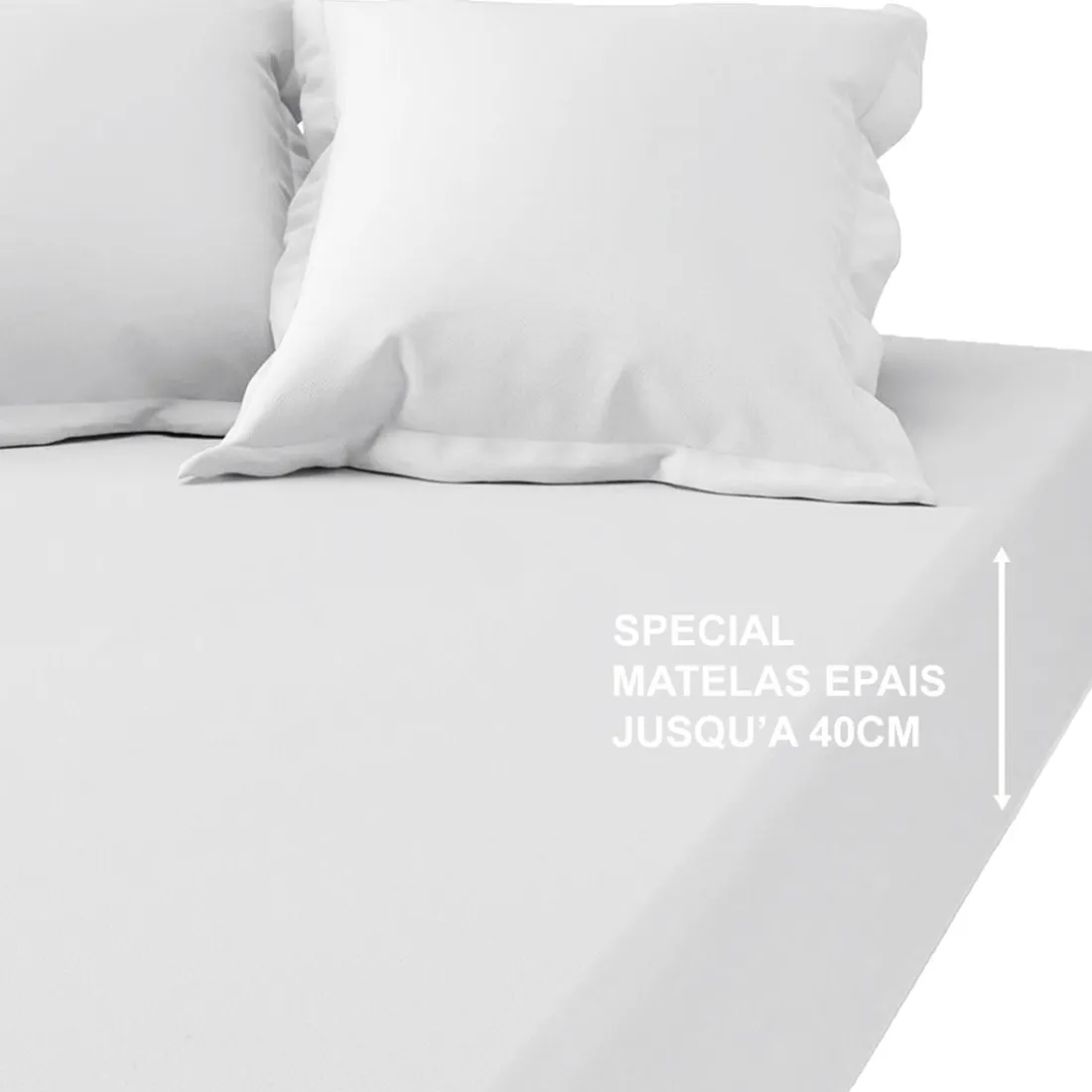 Drap-housse grand bonnet XL Coton TERTIO® -Blanc