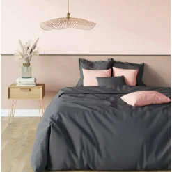 Drap-housse grand bonnet XL Coton TERTIO® - Gris anthracite