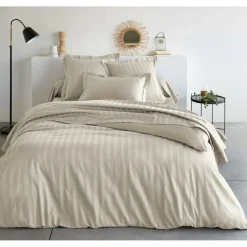 Drap-housse grand bonnet XL satin de Coton uni TERTIO® - Ecru