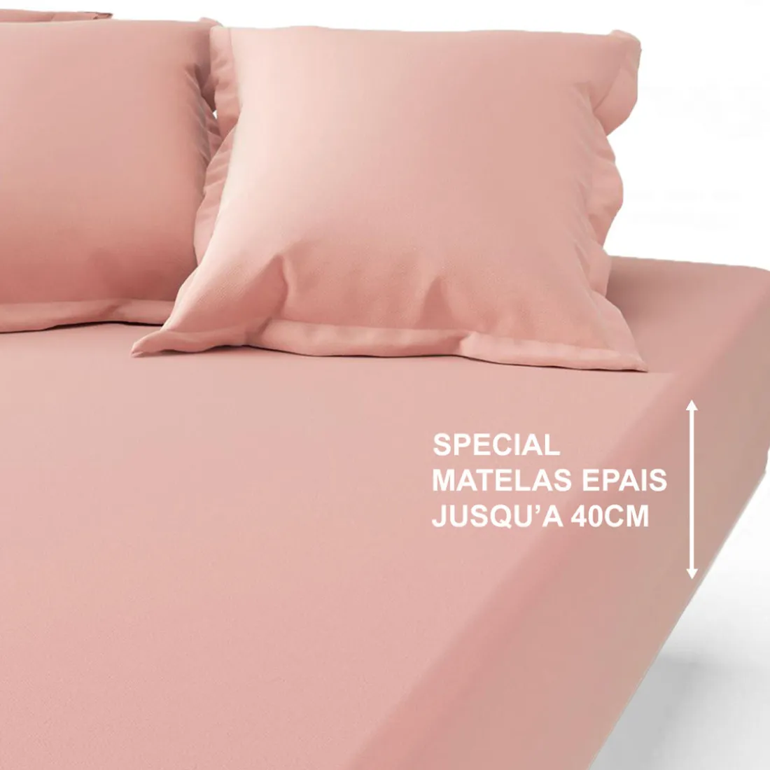 Drap-housse grand bonnet XL percale de coton TERTIO® - Rose Blossom