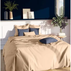 Drap-housse grand bonnet XL Coton TERTIO® -beige rosé