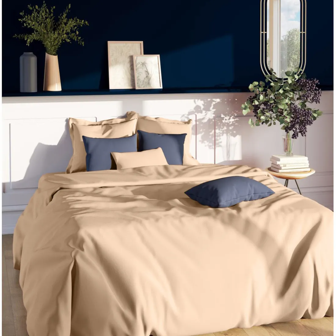 Drap-housse grand bonnet XL Coton TERTIO® -beige rosé
