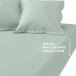 Drap-housse grand bonnet XL Coton TERTIO® - Céladon