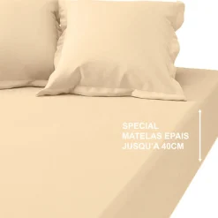 Drap-housse grand bonnet XL Coton TERTIO® - Écru