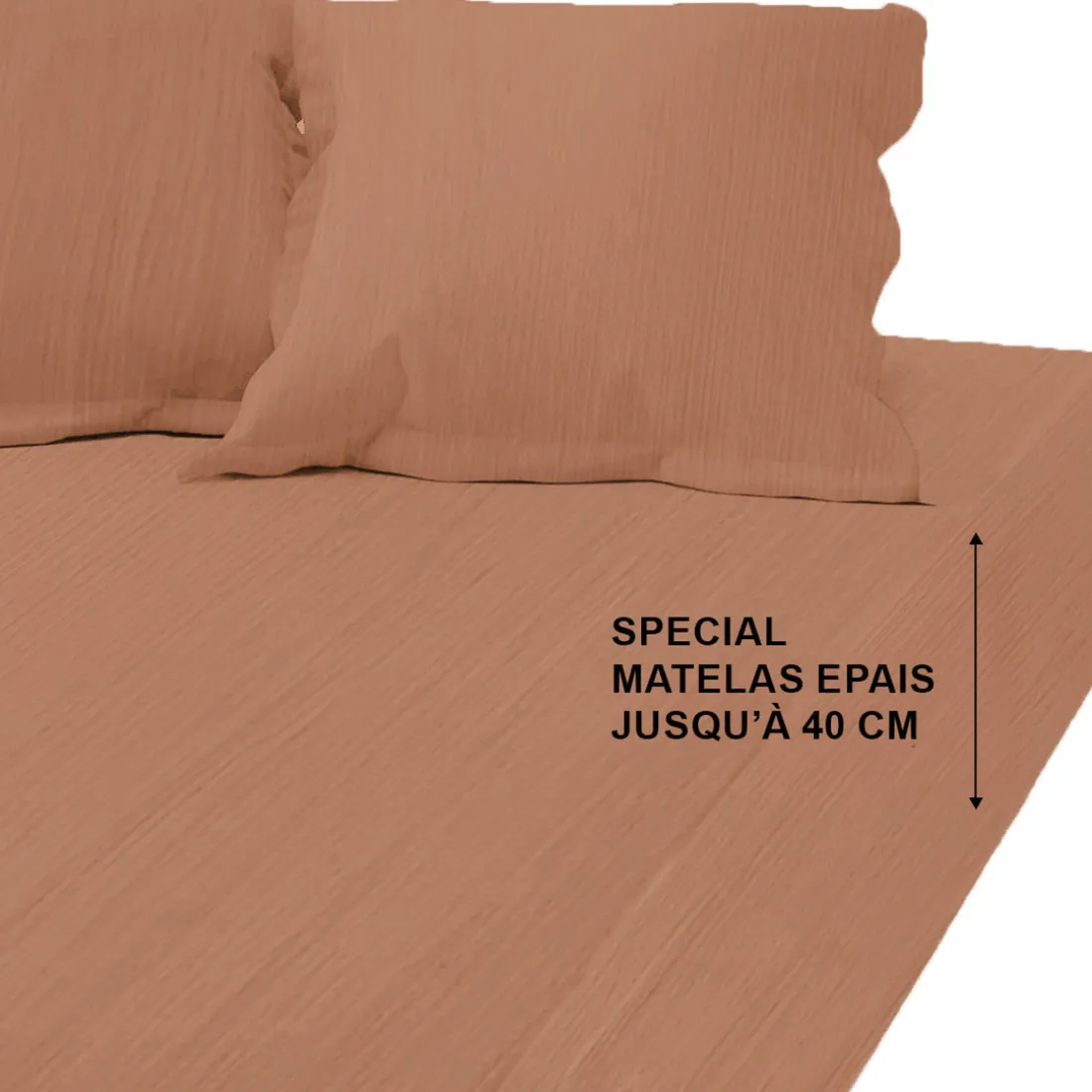 Drap-housse grand bonnet XL gaze de Coton TERTIO® - Rouille