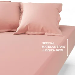 Drap-housse grand bonnet XL Coton TERTIO® - Rose Blush