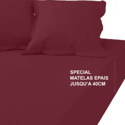 Drap-housse grand bonnet XL Coton TERTIO® - Grenat