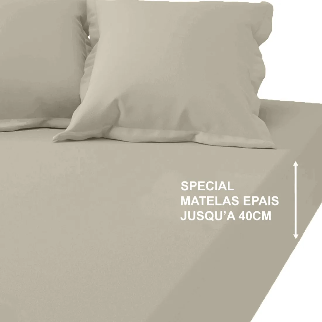 Drap-housse grand bonnet XL Coton TERTIO® - Gris Galet