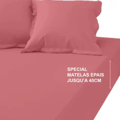Drap-housse grand bonnet XL Coton TERTIO® - Vieux Rose