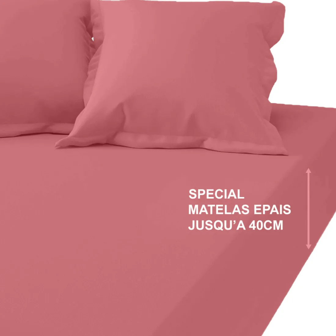 Drap-housse grand bonnet XL Coton TERTIO® - Vieux Rose