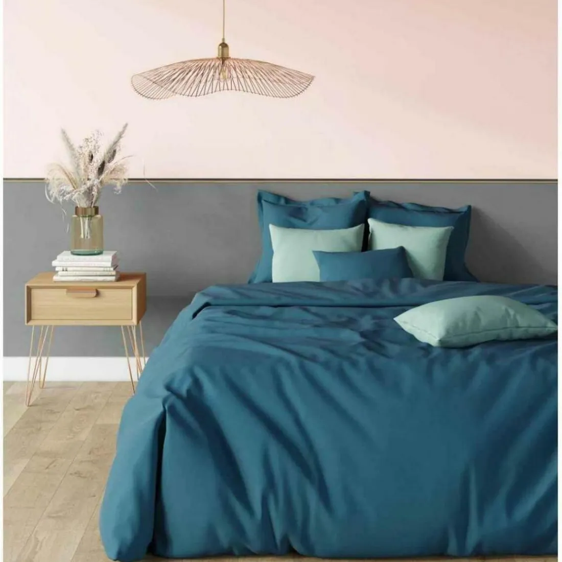 Drap-housse grand bonnet XL polycoton TERTIO® - Bleu Canard