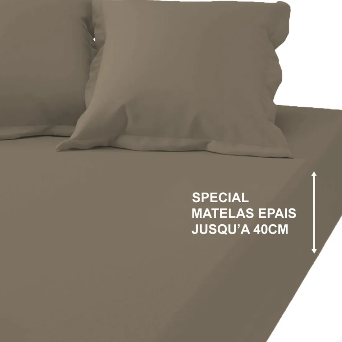 Drap-housse grand bonnet XL polycoton TERTIO® - Taupe