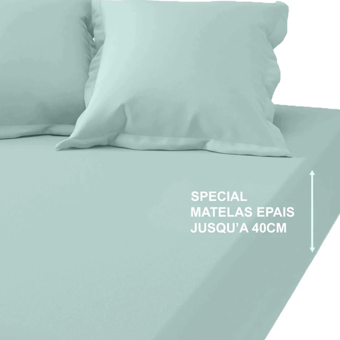 Drap-housse grand bonnet XL Coton TERTIO® - Bleu Glacier