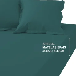 Drap-housse grand bonnet XL Coton TERTIO® - Vert émeraude