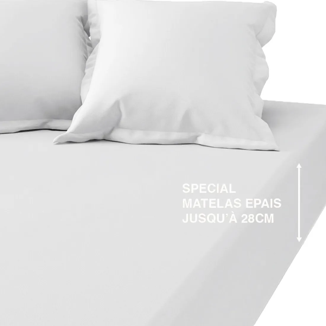 Drap-housse matelas épais coton TERTIO® - Blanc