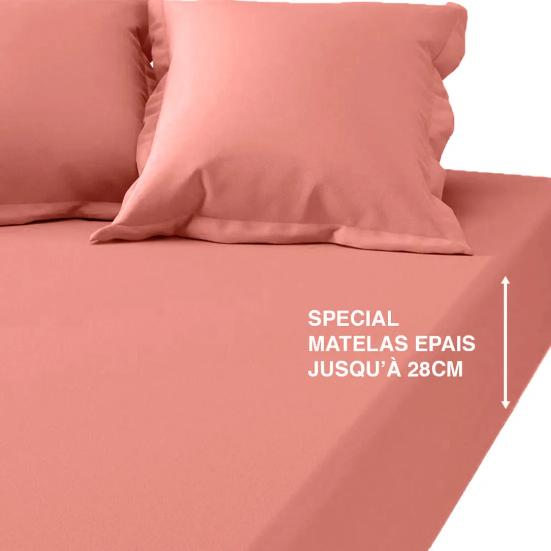 Drap-housse matelas épais coton TERTIO® - pêche