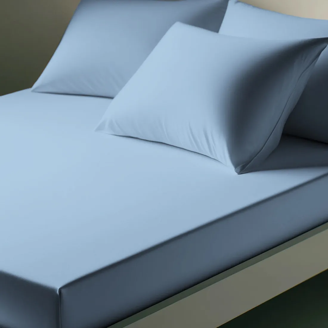 Drap-housse percale de coton TERTIO® - Bleu ciel