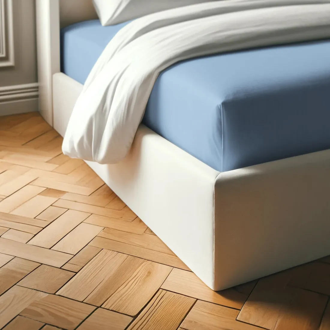 Drap-housse percale de coton TERTIO® - Bleu ciel