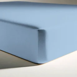 Drap-housse percale de coton TERTIO® - Bleu ciel