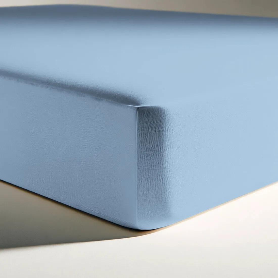 Drap-housse percale de coton TERTIO® - Bleu ciel