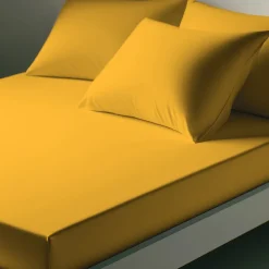 Drap-housse polycoton TERTIO® - Jaune Moutarde