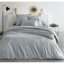 Drap-housse satin de coton uni TERTIO® - Gris perle