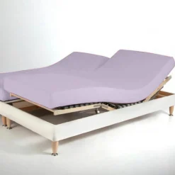 Drap-housse sommier articulé coton TERTIO® - Lila